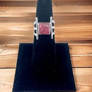 Natural Pink Thulite Ring .925 Solid Sterling Silver - Size 7.5